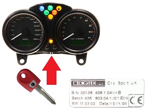 Ducati 1x chip llave → tablero DIGITEK tablero