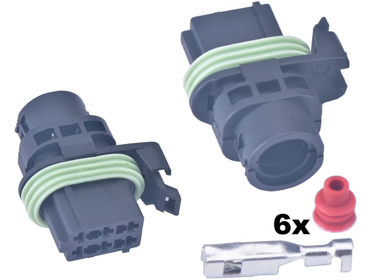 Conector de bomba de combustible de 6 vías con sellos de cable y terminales - Haga click en la imagen para cerrar
